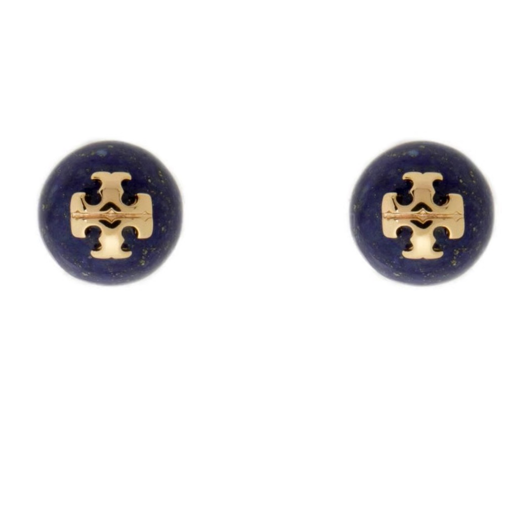 Tory Burch Evie gold logo black pearl earrings - Picture 4 of 7